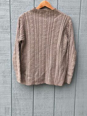 Vintage Wainscott 100% Cotton Mock Neck Sweater sz M Tan Fisherman Capsule